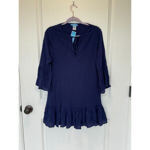NWT Draper James Solid Tunic Caftan Swim Cover-up Nassau Navy Size XS